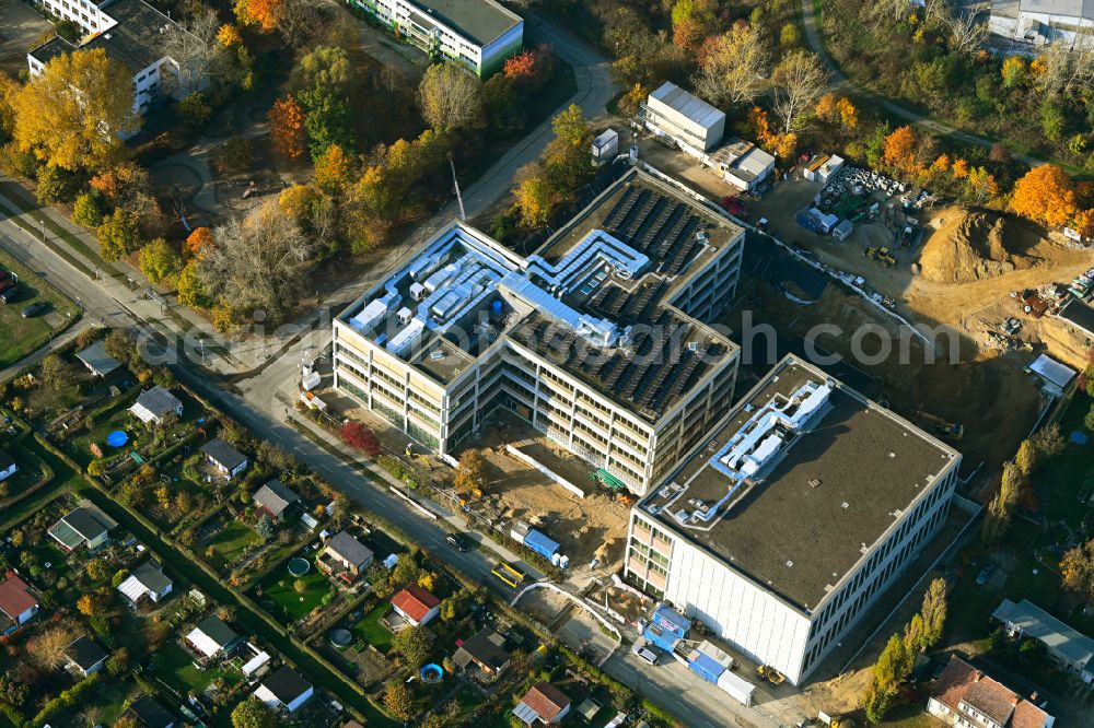 Berlin from the bird's eye view: New construction site of the school building Elsenschule on street Elsenstrasse in the district Mahlsdorf in Berlin, Germany