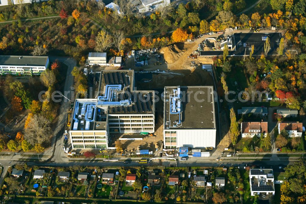 Aerial photograph Berlin - New construction site of the school building Elsenschule on street Elsenstrasse in the district Mahlsdorf in Berlin, Germany