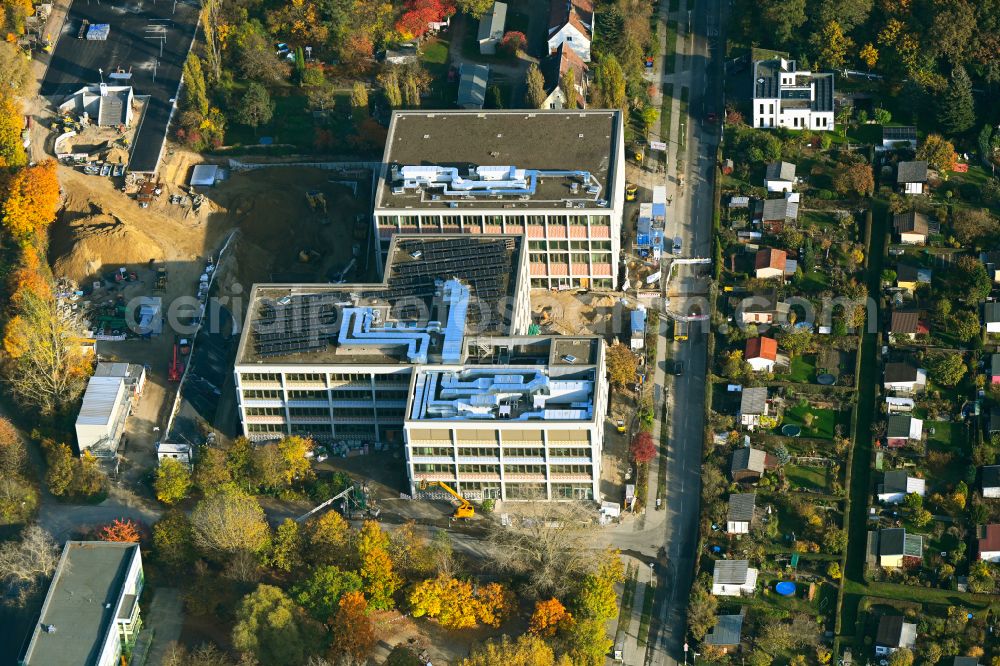 Aerial image Berlin - New construction site of the school building Elsenschule on street Elsenstrasse in the district Mahlsdorf in Berlin, Germany