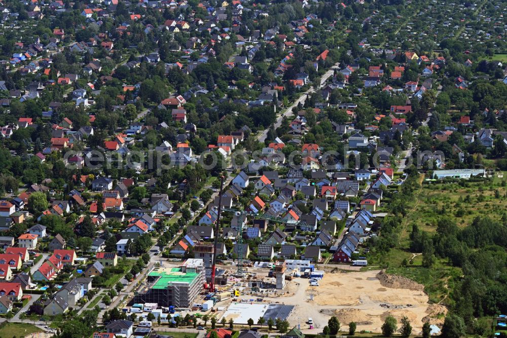 Berlin from the bird's eye view: New construction site of the school building ISS Landsberger Strasse - Bisamstrasse on street Landsberger Strasse in the district Mahlsdorf in Berlin, Germany