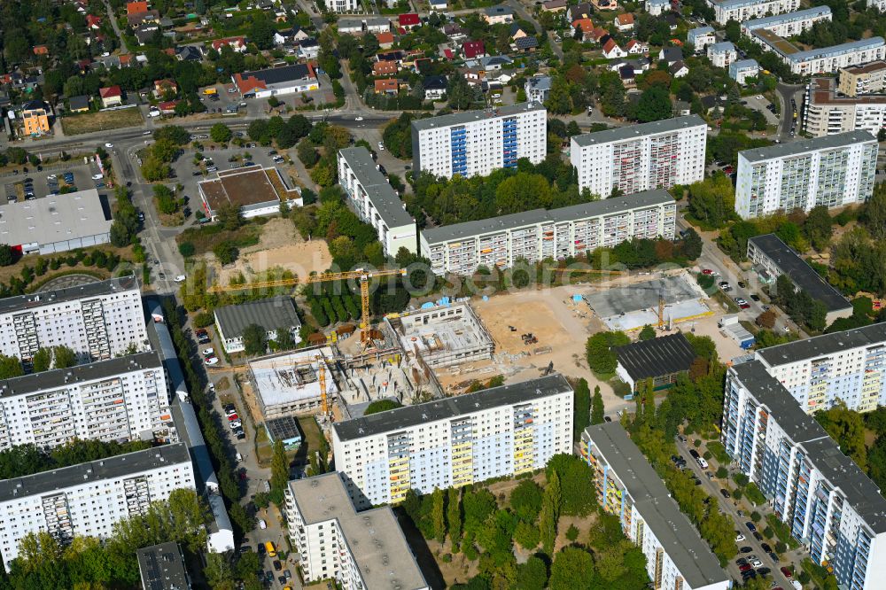 Berlin from above - New construction site of the school building on street Wuhlestrasse - Garzauer Strasse - Buckower Ring in the district Biesdorf in Berlin, Germany