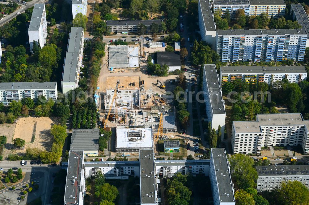 Berlin from above - New construction site of the school building on street Wuhlestrasse - Garzauer Strasse - Buckower Ring in the district Biesdorf in Berlin, Germany