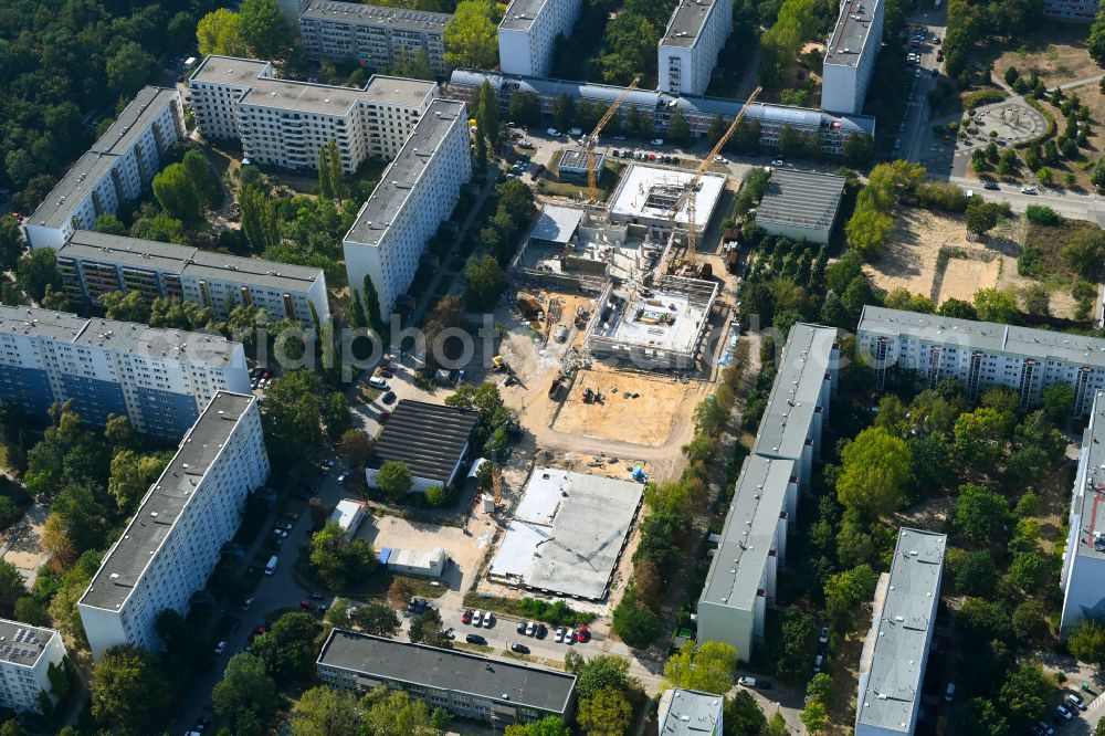 Berlin from above - New construction site of the school building on street Wuhlestrasse - Garzauer Strasse - Buckower Ring in the district Biesdorf in Berlin, Germany