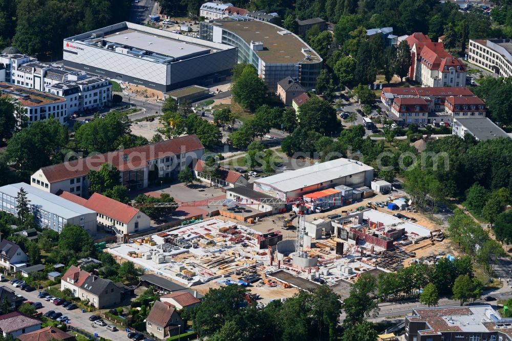 Bernau from above - New construction site of the school building Schule on Kirschgarten on street Ladeburger Chaussee in Bernau in the state Brandenburg, Germany