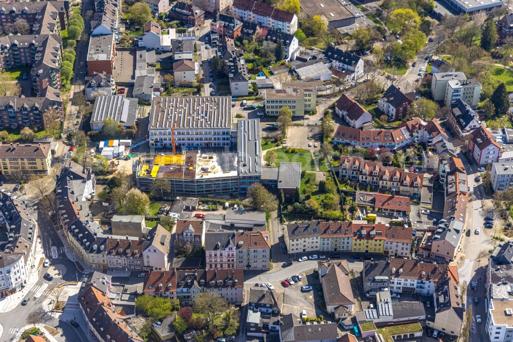 Aerial image Witten - New construction site of the school building Albert-Martmoeller-Gymnasium on the Markmannstrasse in Witten at Ruhrgebiet in the state North Rhine-Westphalia, Germany