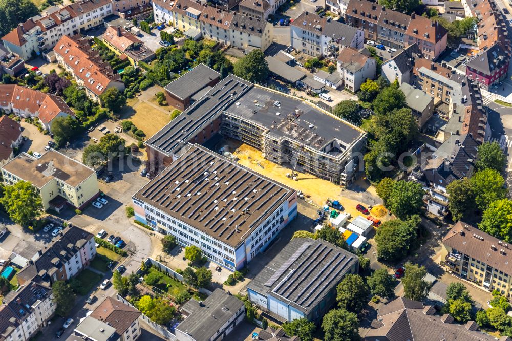 Aerial image Witten - New construction site of the school building Albert-Martmoeller-Gymnasium on the Markmannstrasse in Witten at Ruhrgebiet in the state North Rhine-Westphalia, Germany