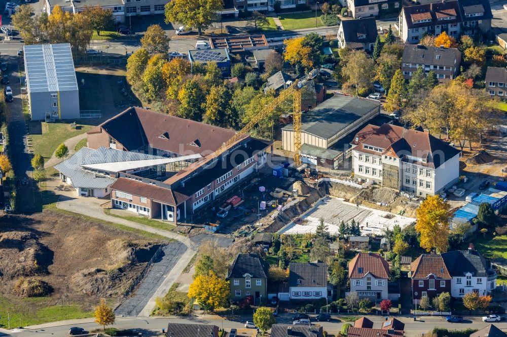 Aerial image Hamm - New construction site of the school building Arnold-Freymuth-Gesamtschule An der Falkschule in the district Herringen in Hamm at Ruhrgebiet in the state North Rhine-Westphalia, Germany