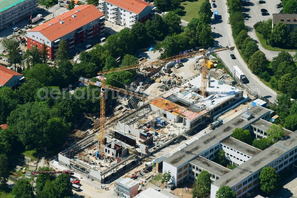 München from the bird's eye view: New construction site of the school building of Bernaysschule on Bernaysstrasse in Munich in the state Bavaria, Germany