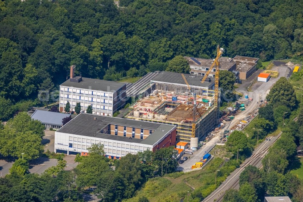 Arnsberg from above - New construction site of the school building Berufskolleg Berliner Platz on Berliner Platz in the district Huesten in Arnsberg in the state North Rhine-Westphalia, Germany