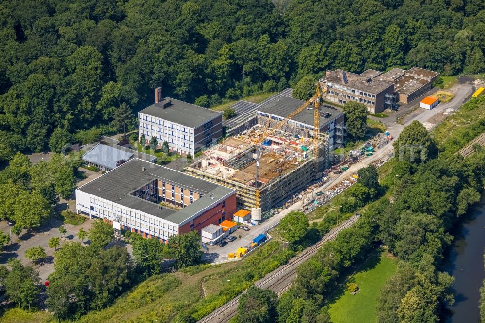 Aerial image Arnsberg - New construction site of the school building Berufskolleg Berliner Platz on Berliner Platz in the district Huesten in Arnsberg in the state North Rhine-Westphalia, Germany