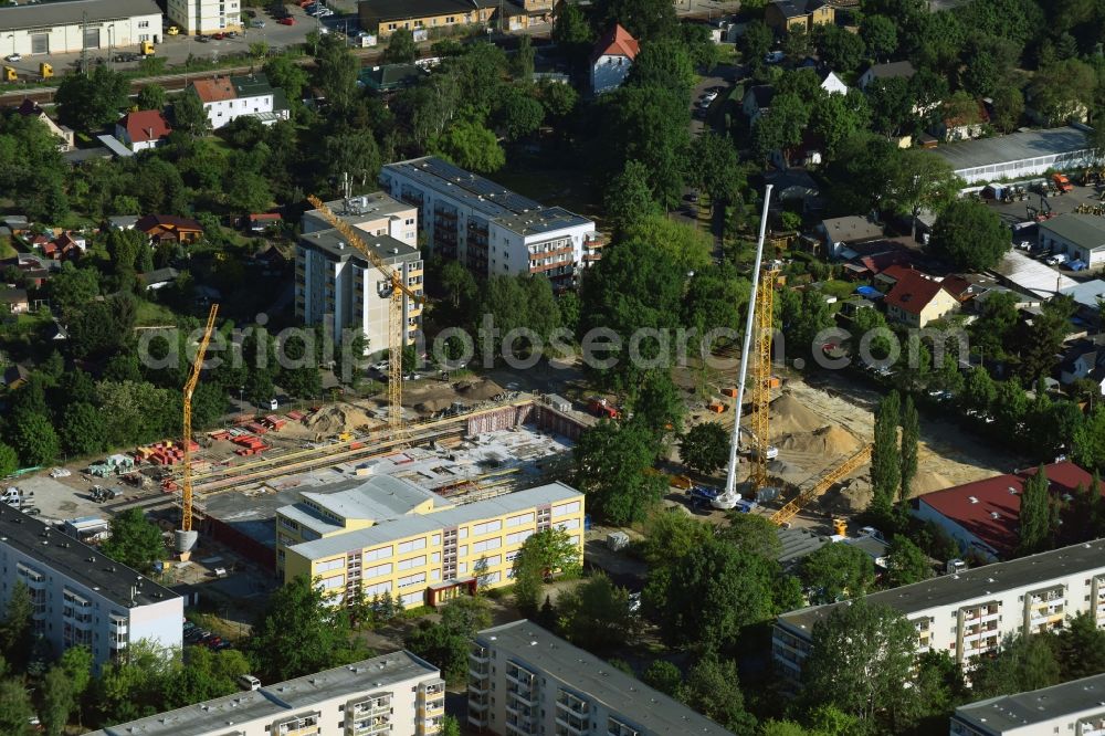 Potsdam from above - New construction site of the school building of Berufsvorbereitende Oberschule Pierre de Coubertin on Gagarinstrasse in the district Potsdam Suedost in Potsdam in the state Brandenburg, Germany