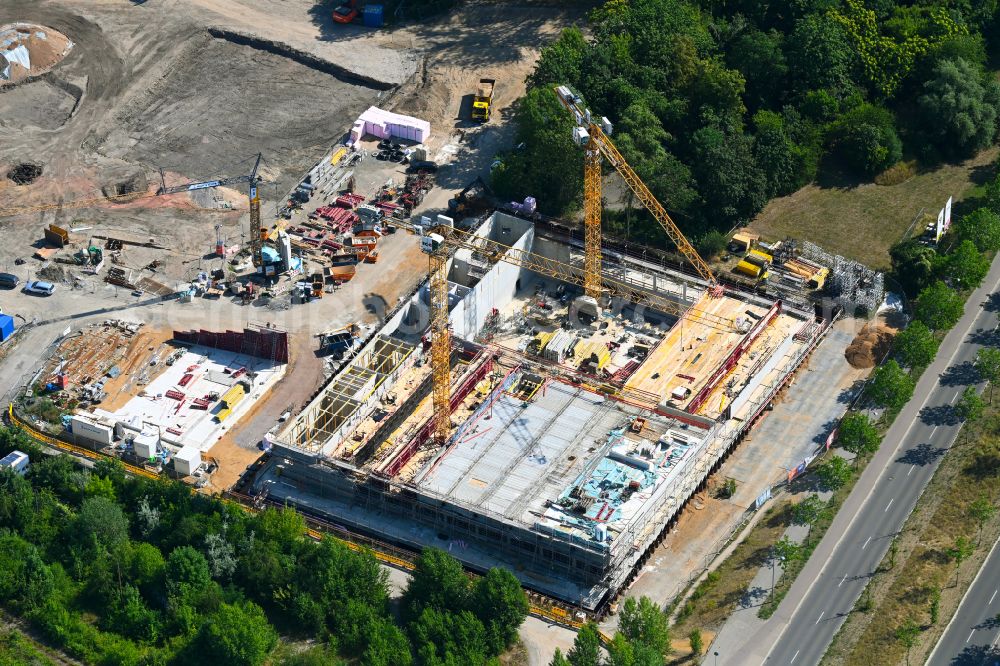 Leipzig from the bird's eye view: New construction site of the school building Campus Doesner Weg on street Tarostrasse - Semmelweissstrasse in Leipzig in the state Saxony, Germany