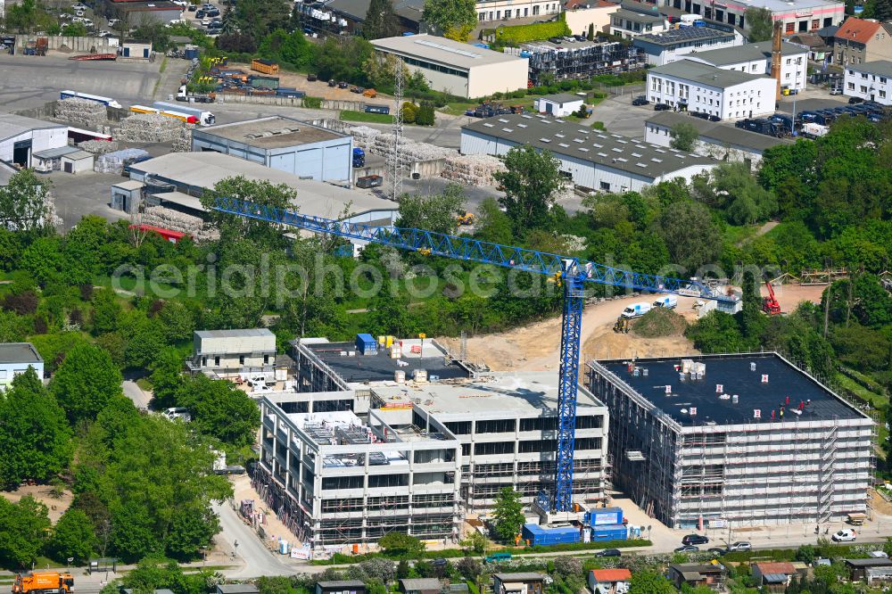 Aerial image Berlin - New construction site of the school building Elsenschule on street Elsenstrasse in the district Mahlsdorf in Berlin, Germany