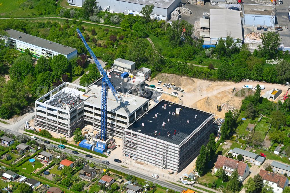 Berlin from the bird's eye view: New construction site of the school building Elsenschule on street Elsenstrasse in the district Mahlsdorf in Berlin, Germany