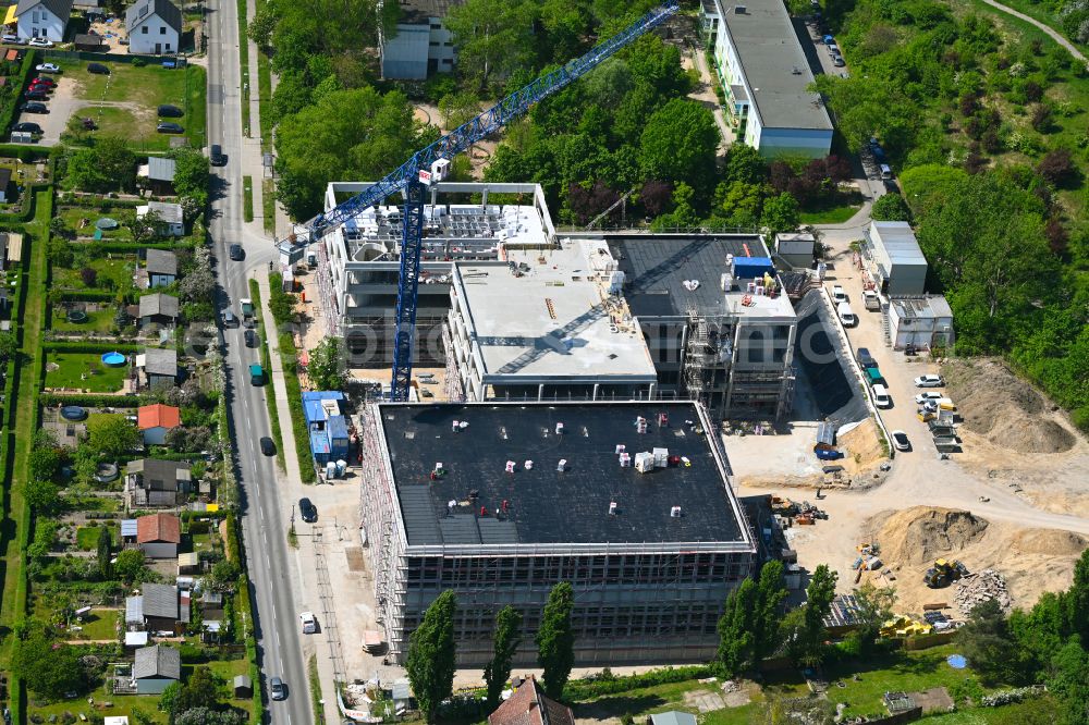 Berlin from above - New construction site of the school building Elsenschule on street Elsenstrasse in the district Mahlsdorf in Berlin, Germany