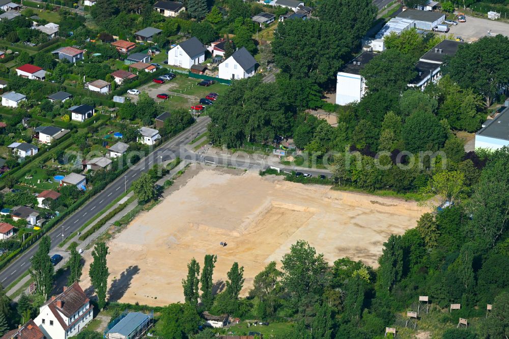 Aerial image Berlin - New construction site of the school building Elsenschule on street Elsenstrasse in the district Mahlsdorf in Berlin, Germany