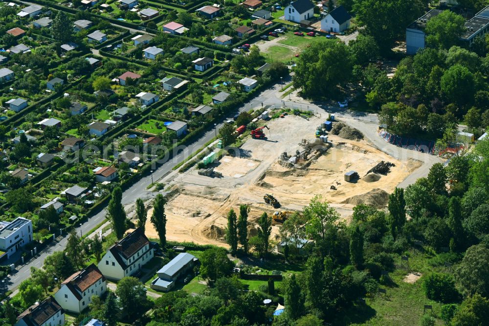 Berlin from above - New construction site of the school building Elsenschule on street Elsenstrasse in the district Mahlsdorf in Berlin, Germany