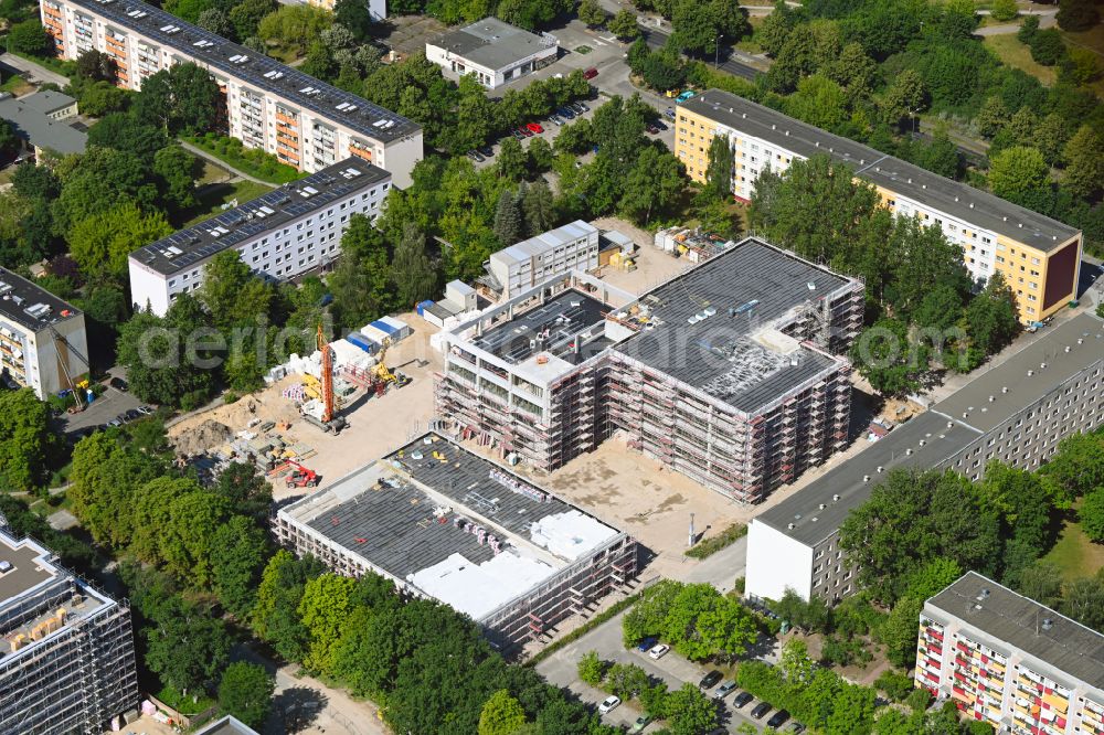 Berlin from above - New construction site of the school building Ernst-Ludwig-Heim-Grundschule on street Karower Chaussee in the district Buch in Berlin, Germany