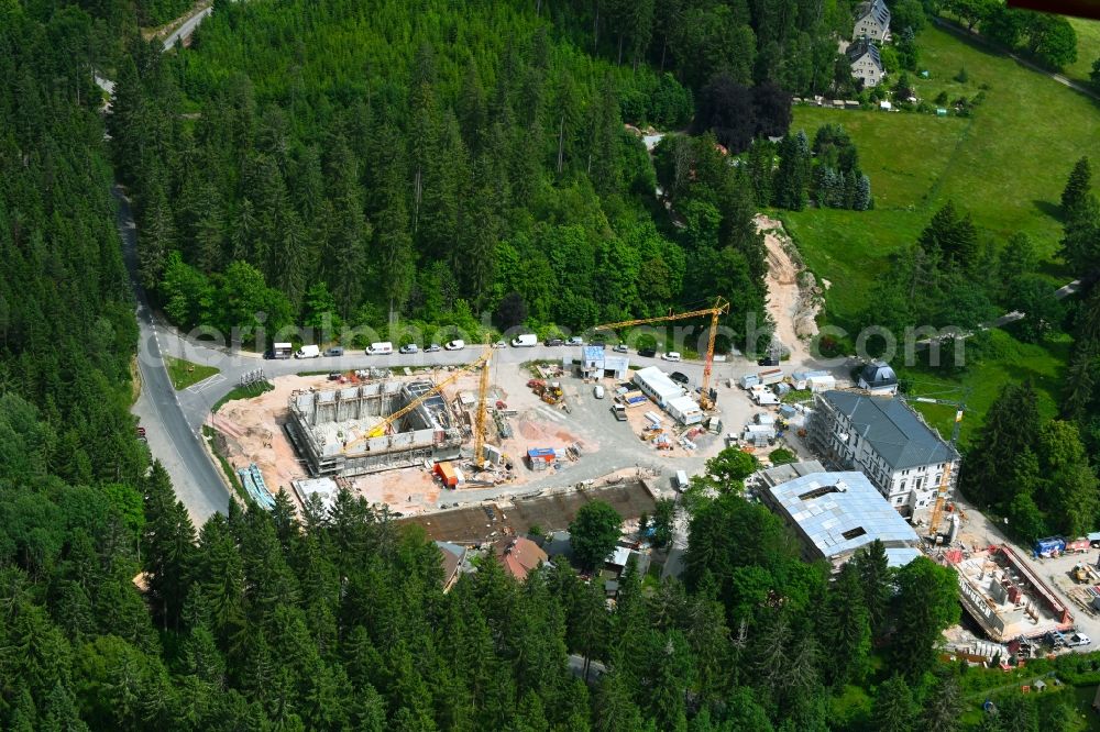 Aerial photograph Bad Reiboldsgrün - New construction site of the school building Forest school in Bad Reiboldsgruen in the state Saxony, Germany