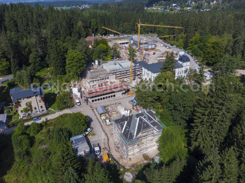 Aerial photograph Bad Reiboldsgrün - New construction site of the school building Forest school in Bad Reiboldsgruen in the state Saxony, Germany