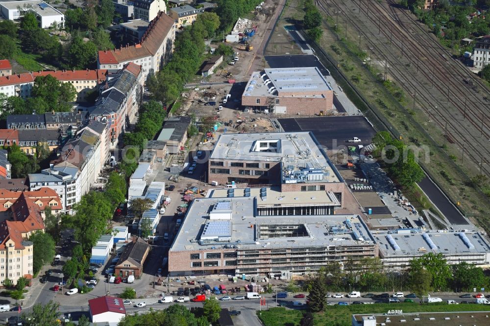 Aerial photograph Dresden - New construction site of the school building Gehestrasse - Erfurter Strasse in the district Pieschen in Dresden in the state Saxony, Germany