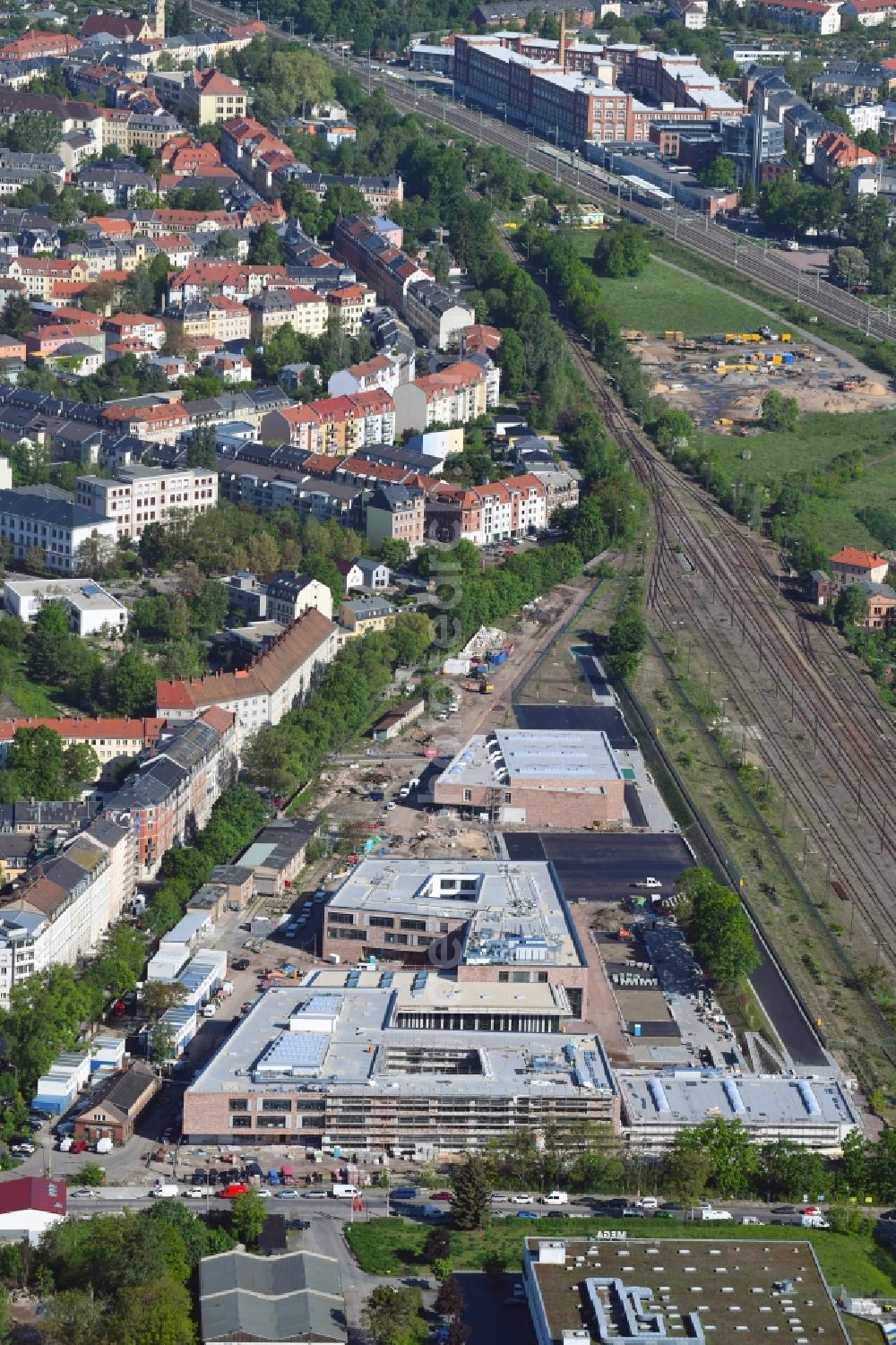 Dresden from above - New construction site of the school building Gehestrasse - Erfurter Strasse in the district Pieschen in Dresden in the state Saxony, Germany