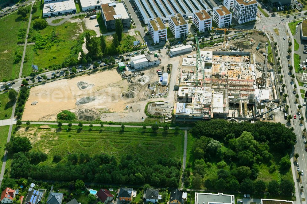 Aerial photograph Berlin - New construction site of the school building a community school on street Hermann-Dorner-Allee - Eisenhutweg in the district Adlershof in Berlin, Germany