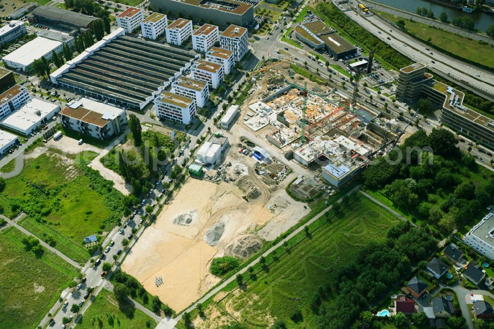 Berlin from above - New construction site of the school building a community school on street Hermann-Dorner-Allee - Eisenhutweg in the district Adlershof in Berlin, Germany