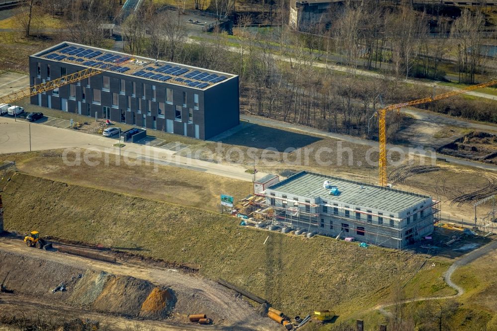 Aerial photograph Bochum - New construction site of the school building on Gerard-Mortier-Platz in Bochum in the state North Rhine-Westphalia, Germany