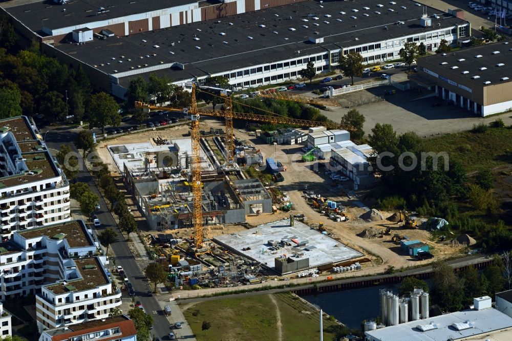 Berlin from above - New construction site of the school building Goltzstrasse - Mertensstrasse in the district Spandau Hakenfelde in Berlin, Germany