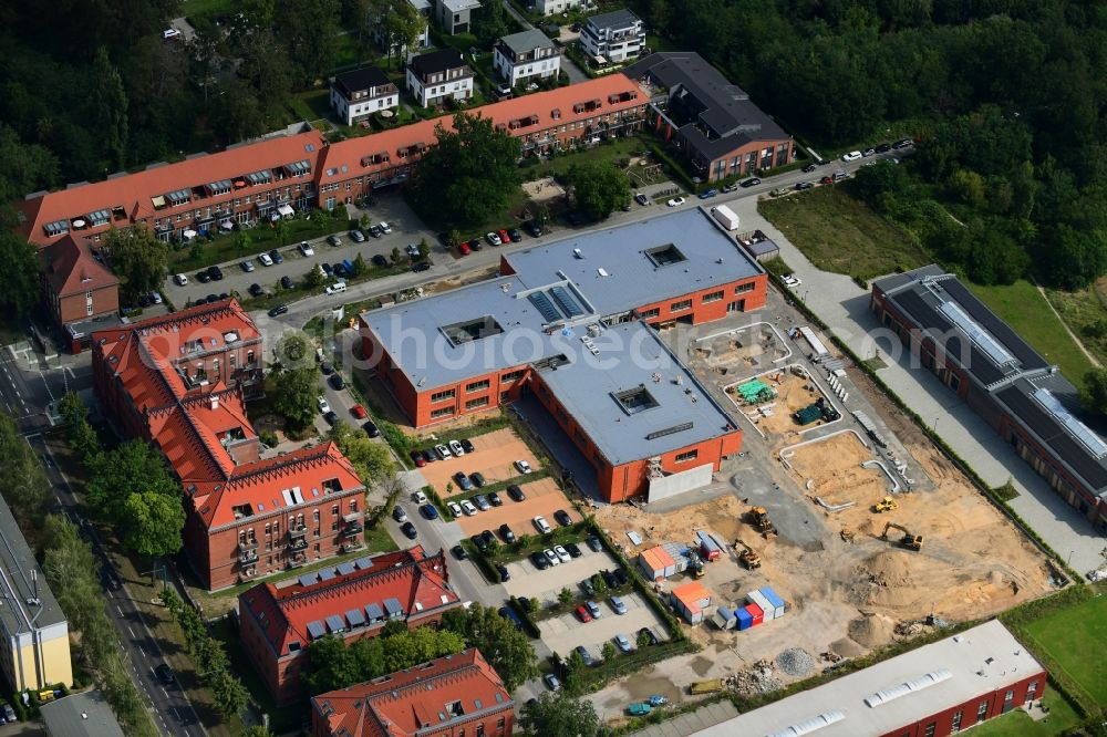 Potsdam from above - New construction site of the school building of Grundschule Rote Kaserne Ost on Fritz-von-of-Lancken-Strasse - Graf-von-Schwerin-Strasse in Potsdam in the state Brandenburg, Germany