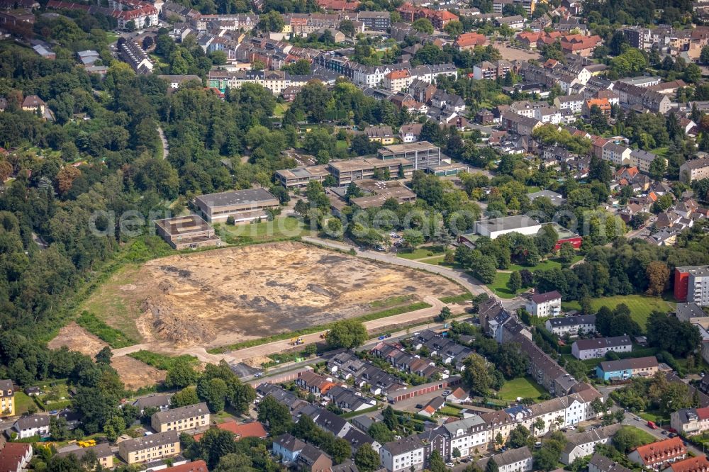 Aerial image Essen - New construction site of the school building of Gustav-Heinemann-Schule along the Schonnebeckhoefe in Essen in the state North Rhine-Westphalia, Germany