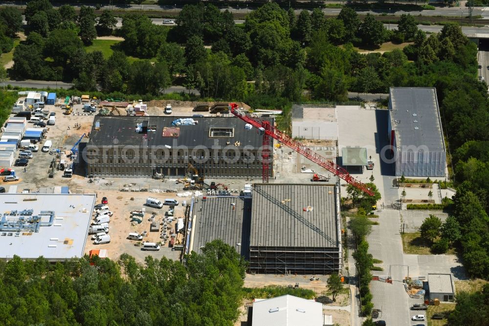 Frankfurt am Main from above - New construction site of the school building Gymnasium Nord (Westhausen) on Muckermannstrasse in Frankfurt in the state Hesse, Germany