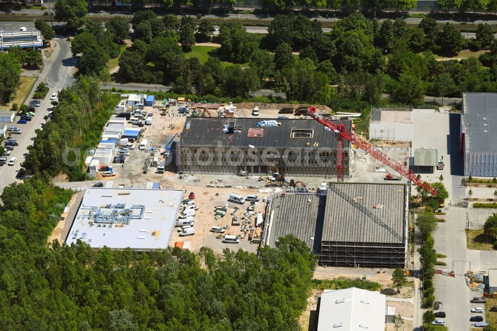 Frankfurt am Main from the bird's eye view: New construction site of the school building Gymnasium Nord (Westhausen) on Muckermannstrasse in Frankfurt in the state Hesse, Germany