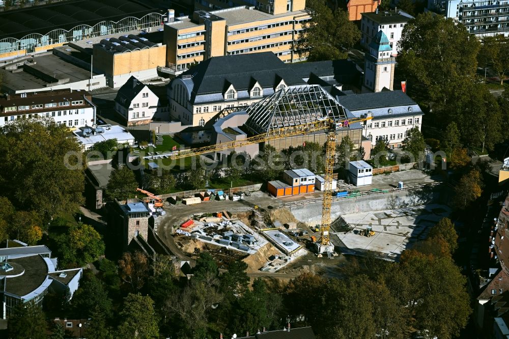 Darmstadt from above - New construction site of the school building Heinrich-Hoffmann-Schule on street Lindenhofstrasse in Darmstadt in the state Hesse, Germany