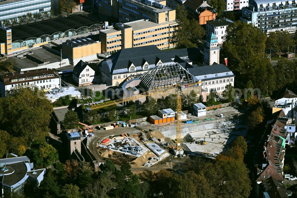 Aerial image Darmstadt - New construction site of the school building Heinrich-Hoffmann-Schule on street Lindenhofstrasse in Darmstadt in the state Hesse, Germany