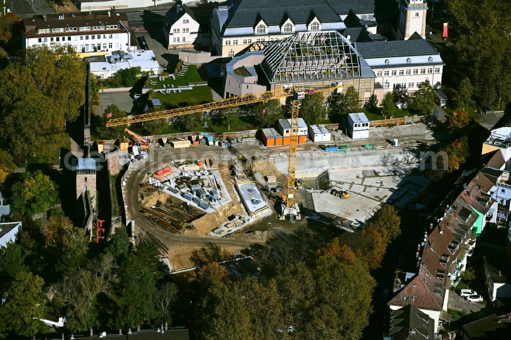 Darmstadt from above - New construction site of the school building Heinrich-Hoffmann-Schule on street Lindenhofstrasse in Darmstadt in the state Hesse, Germany