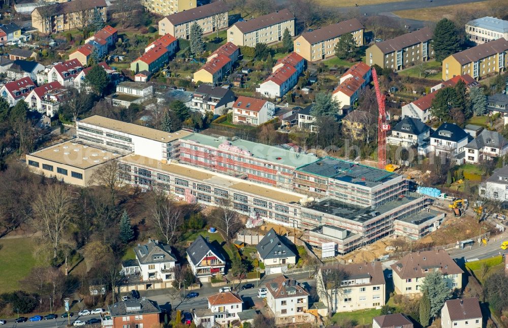 Aerial photograph Hagen - New construction site of the school building Hildegardisschule in the district Hagen-Mitte in Hagen in the state North Rhine-Westphalia