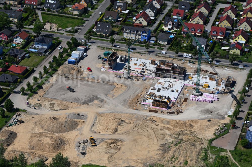 Berlin from the bird's eye view: New construction site of the school building ISS Landsberger Strasse - Bisamstrasse on street Landsberger Strasse in the district Mahlsdorf in Berlin, Germany