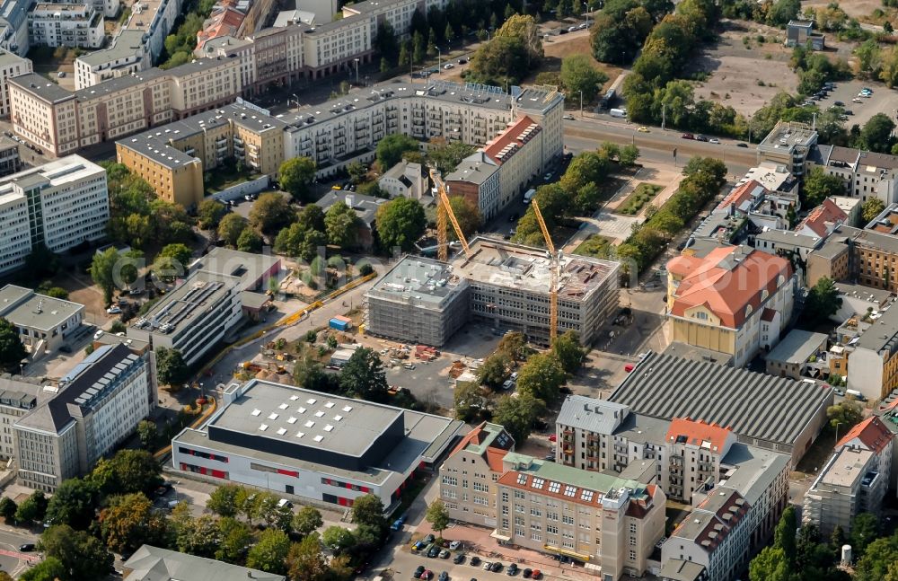 Aerial image Leipzig - New construction site of the school building on Jablonowskistrasse in Leipzig in the state Saxony, Germany