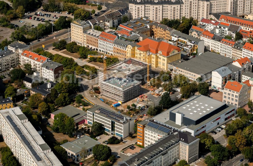 Leipzig from the bird's eye view: New construction site of the school building on Jablonowskistrasse in Leipzig in the state Saxony, Germany