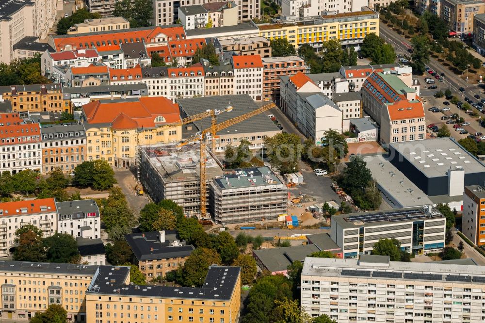 Leipzig from the bird's eye view: New construction site of the school building on Jablonowskistrasse in Leipzig in the state Saxony, Germany