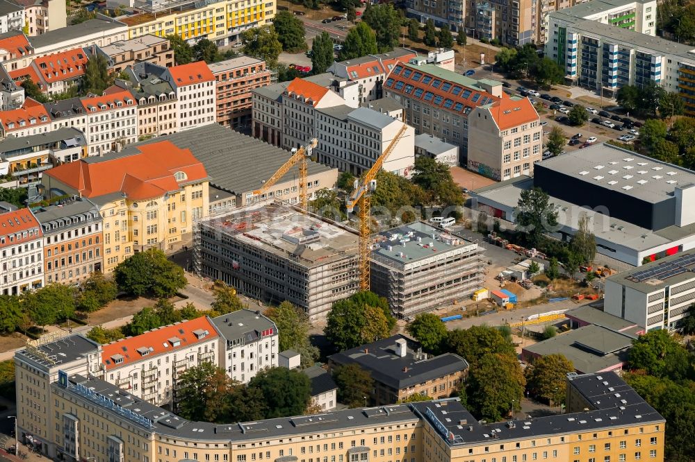 Aerial image Leipzig - New construction site of the school building on Jablonowskistrasse in Leipzig in the state Saxony, Germany