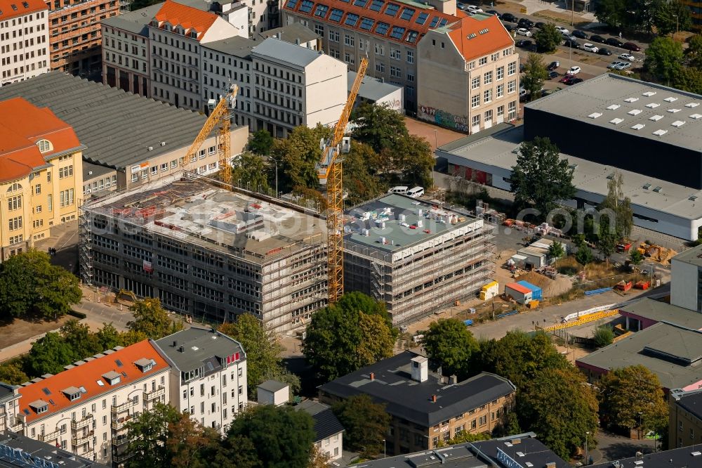 Aerial photograph Leipzig - New construction site of the school building on Jablonowskistrasse in Leipzig in the state Saxony, Germany