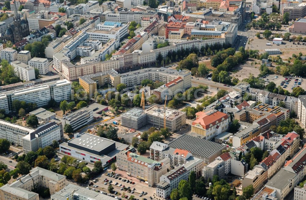 Leipzig from above - New construction site of the school building on Jablonowskistrasse in Leipzig in the state Saxony, Germany