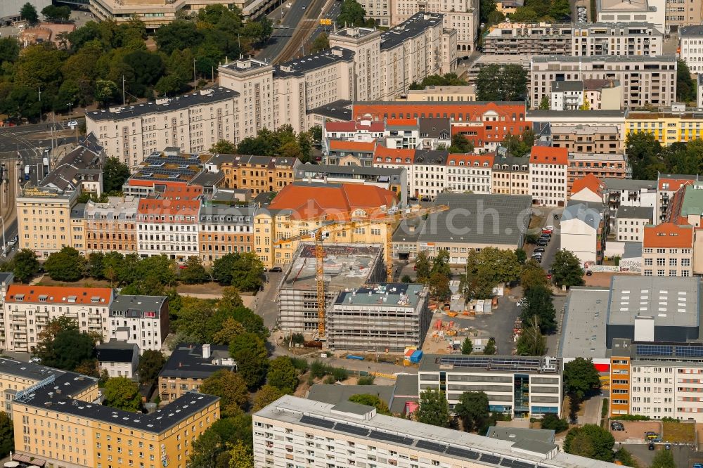 Leipzig from the bird's eye view: New construction site of the school building on Jablonowskistrasse in Leipzig in the state Saxony, Germany