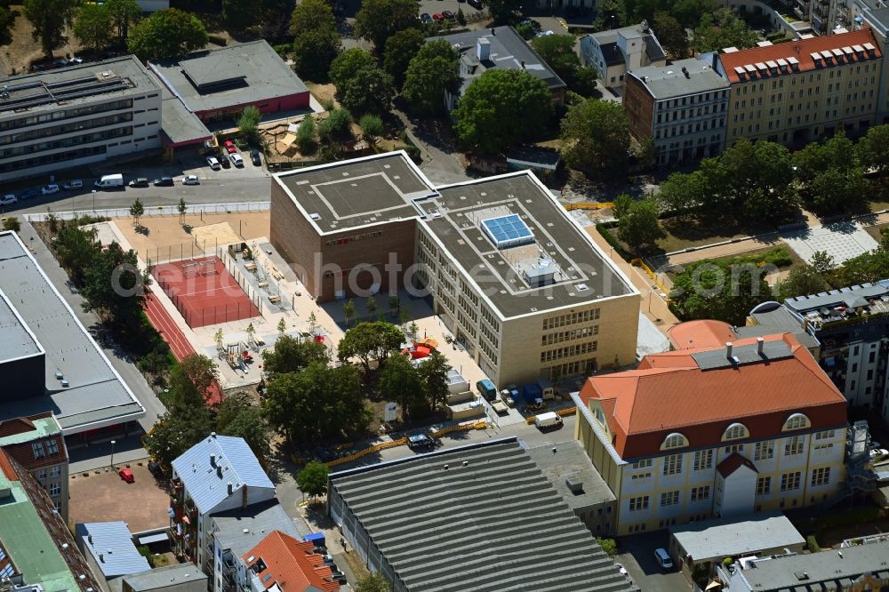 Aerial photograph Leipzig - New construction site of the school building on Jablonowskistrasse - Bruederstrasse in Leipzig in the state Saxony, Germany