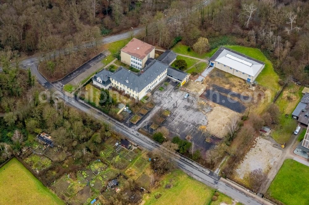 Aerial photograph Bergkamen - New construction site of the school building of Jahnschule on the former premises of the Burgschule in the district Oberaden in Bergkamen in the state North Rhine-Westphalia, Germany