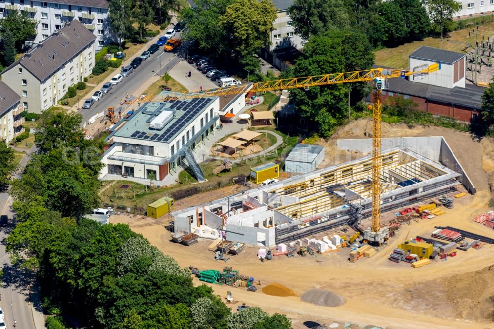 Velbert from above - New construction site of the school building on Kastanienallee in Velbert in the state North Rhine-Westphalia, Germany