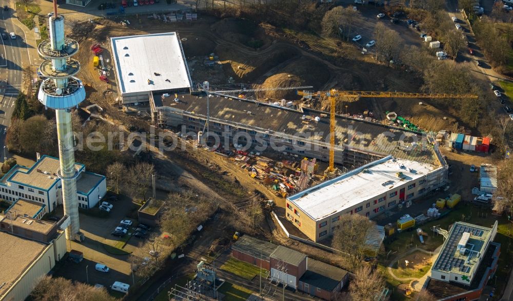 Velbert from above - New construction site of the school building on Kastanienallee in Velbert in the state North Rhine-Westphalia, Germany